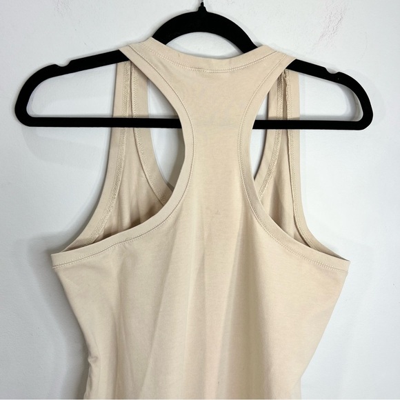 ORAKI Canada BEIGE Racerback long cami cotton blend sleeveless tunic tank top M - Picture 5 of 9